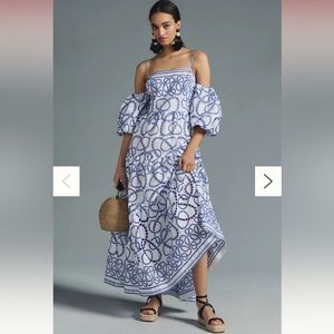 By Anthropologie Puff Sleeve Eyelet Dress